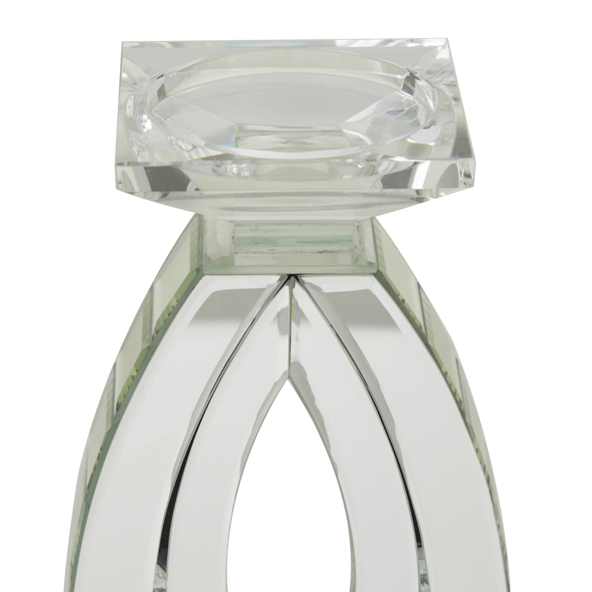 Set of 2 Clear MDF Glam Candle Holder, 17" x 6" x 4"